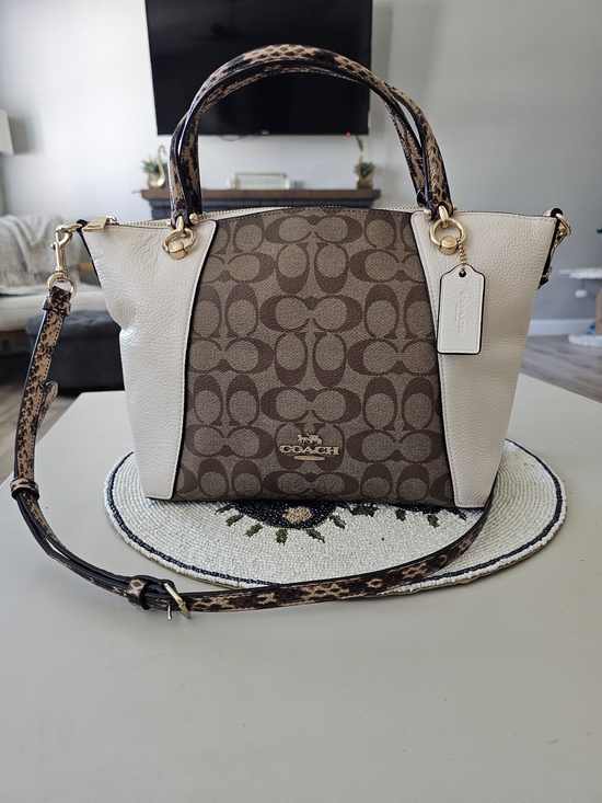 Coach Handbags - Coach Kacey Satchel In Signature Brown Canvas And Leather
